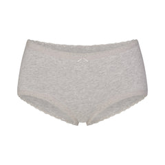 LIGHTWEIGHT COTTON LACE BOY SHORT | LIGHT HEATHER GREY FLAT ON A WHITE BACKGROUND | FLT