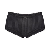 LIGHTWEIGHT COTTON POINTELLE LACE BOY SHORT | SOOT TONAL FLAT ON A WHITE BACKGROUND | FLT