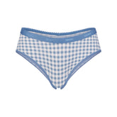 LIGHTWEIGHT COTTON LOGO PICOT HIPSTER | ARCTIC GINGHAM FLAT ON A WHITE BACKGROUND | FLT