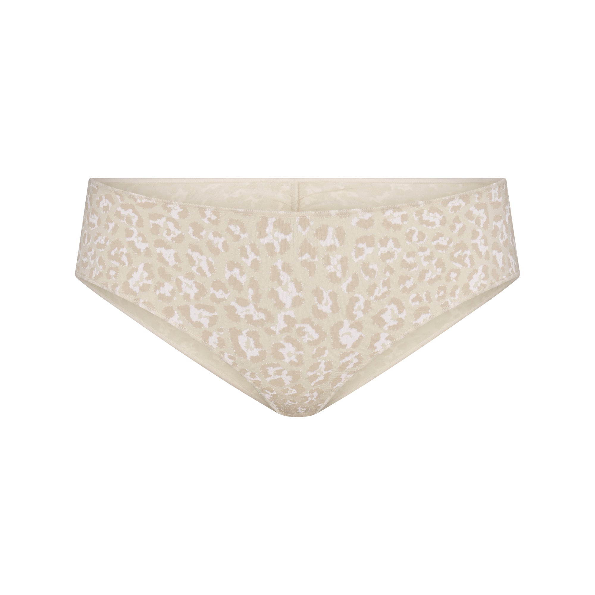 LIGHTWEIGHT COTTON RUCHED BACK HIPSTER | DELTA LEOPARD FLAT ON A WHITE BACKGROUND | FLT