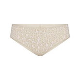 LIGHTWEIGHT COTTON RUCHED BACK HIPSTER | DELTA LEOPARD FLAT ON A WHITE BACKGROUND | FLT