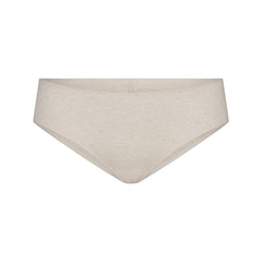 LIGHTWEIGHT COTTON RUCHED BACK HIPSTER | OATMEAL HEATHER FLAT ON A WHITE BACKGROUND | FLT