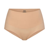 SMOOTHING INTIMATES HIGH-WAISTED BRIEF | CLAY (BRIEFS, PANTIES) LAYS FLAT ON A WHITE BACKGROUND | FLT