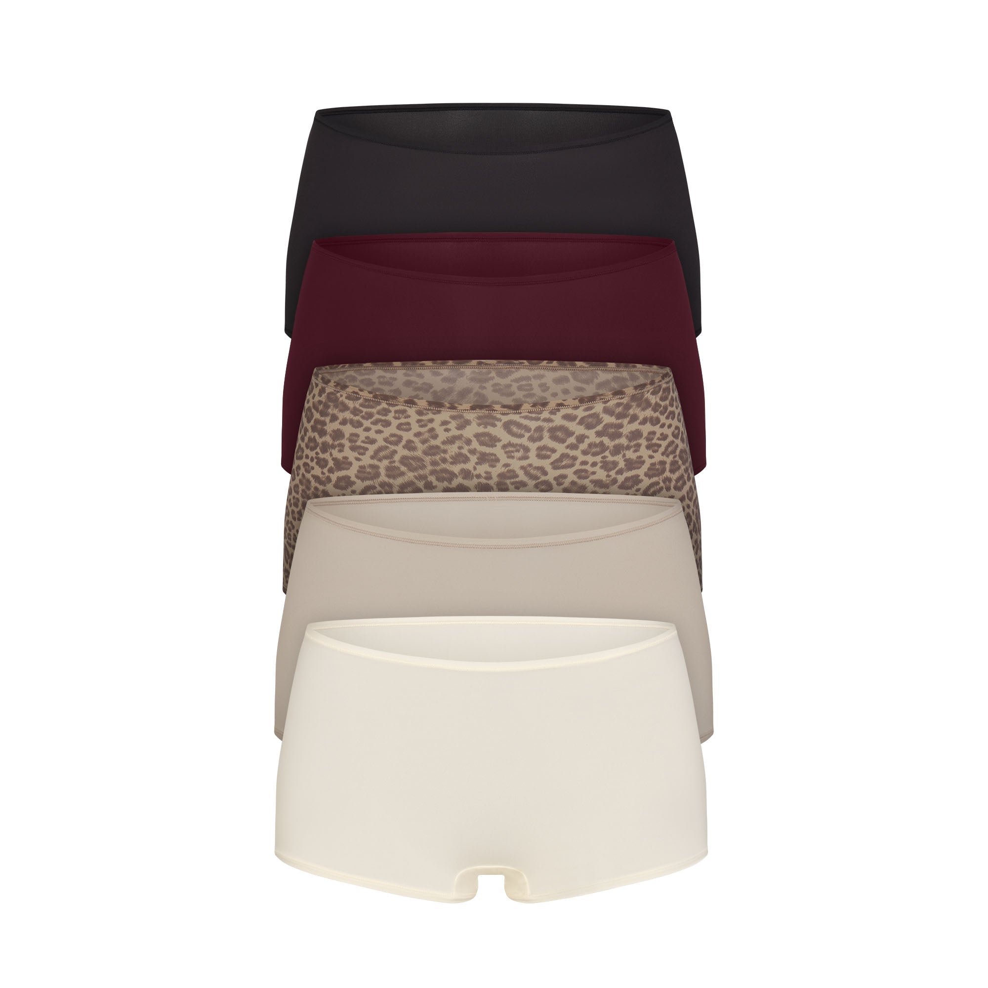 FITS EVERYBODY BOY SHORT 5-PACK | DESERT LEOPARD MULTI & LAYS FLAT ON A WHITE BACKGROUND | FLT