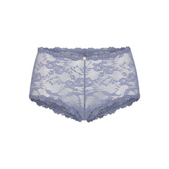 STRETCH LACE BOY SHORT | SLATE & LAYS FLAT ON A WHITE BACKGROUND | FLT