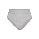 COTTON RIB BRIEF | LIGHT HEATHER GREY (BRIEFS, PANTIES) LAYS FLAT ON A WHITE BACKGROUND | FLT