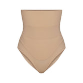 FITS EVERYBODY MATERNITY BANDED HIGH-WAISTED BRIEF | CLAY (BRIEFS, PANTIES) LAYS FLAT ON A WHITE BACKGROUND | FLT