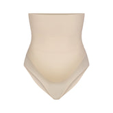 FITS EVERYBODY MATERNITY BANDED HIGH-WAISTED BRIEF | SAND (BRIEFS, PANTIES) LAYS FLAT ON A WHITE BACKGROUND | FLT