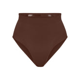SEAMLESS SCULPT MID WAIST BRIEF | COCOA (SHAPEWEAR BRIEFS, SHAPEWEAR) LAYS FLAT ON A WHITE BACKGROUND | FLT