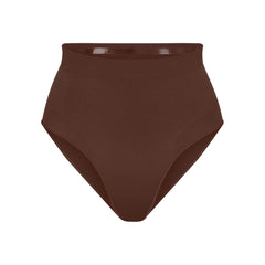 SEAMLESS SCULPT MID WAIST BRIEF | COCOA (SHAPEWEAR BRIEFS, SHAPEWEAR) LAYS FLAT ON A WHITE BACKGROUND | FLT