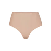 FITS EVERYBODY HIGH-WAISTED THONG | CLAY (HIGH-WAISTED PANTIES) LAYS FLAT ON A WHITE BACKGROUND | FLT