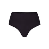 FITS EVERYBODY HIGH-WAISTED THONG | ONYX (HIGH-WAISTED PANTIES) LAYS FLAT ON A WHITE BACKGROUND | FLT
