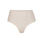 FITS EVERYBODY HIGH-WAISTED THONG | SAND (HIGH-WAISTED PANTIES) LAYS FLAT ON A WHITE BACKGROUND | FLT