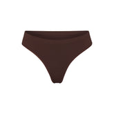 SOFT SMOOTHING SEAMLESS THONG | COCOA (THONGS, PANTIES) LAYS FLAT ON A WHITE BACKGROUND | FLT