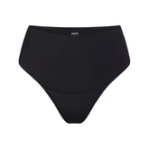 SMOOTHING INTIMATES HIGH-WAISTED THONG | ONYX (THONGS, PANTIES) LAYS FLAT ON A WHITE BACKGROUND | FLT