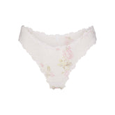 STRETCH LACE DIPPED THONG | SNOW VINTAGE FLORAL PRINT FLAT ON A WHITE BACKGROUND | FLT @ | FOCUS: 0.0, 1.0, 0.9