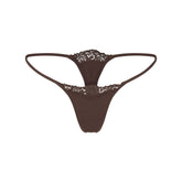 FITS EVERYBODY LACE STRING THONG | ESPRESSO FLAT ON A WHITE BACKGROUND | FLT