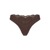 FITS EVERYBODY LACE DIPPED THONG | ESPRESSO FLAT ON A WHITE BACKGROUND | FLT