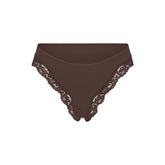 FITS EVERYBODY LACE TANGA | ESPRESSO FLAT ON A WHITE BACKGROUND | FLT