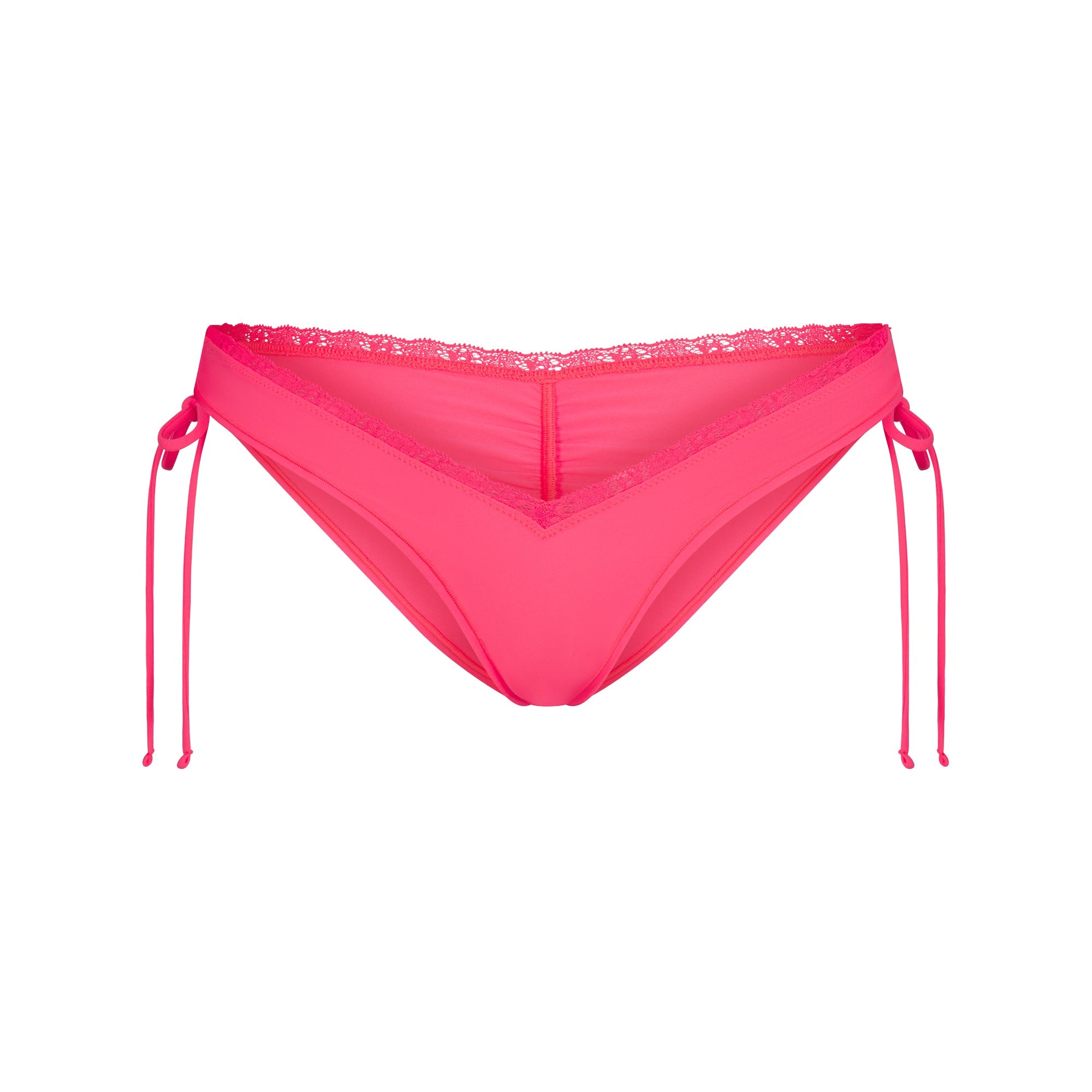 FITS EVERYBODY LACE MICRO TANGA | ULTRA PINK FLAT ON A WHITE BACKGROUND | FLT
