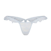 STRETCH LACE BUTTERFLY THONG | POWDER BLUE FLAT ON A WHITE BACKGROUND | FLT
