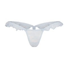 STRETCH LACE BUTTERFLY THONG | POWDER BLUE FLAT ON A WHITE BACKGROUND | FLT