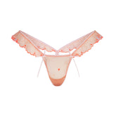 EMBROIDERED TULLE BUTTERFLY THONG | GUAVA HEART TULLE FLAT ON A WHITE BACKGROUND | FLT