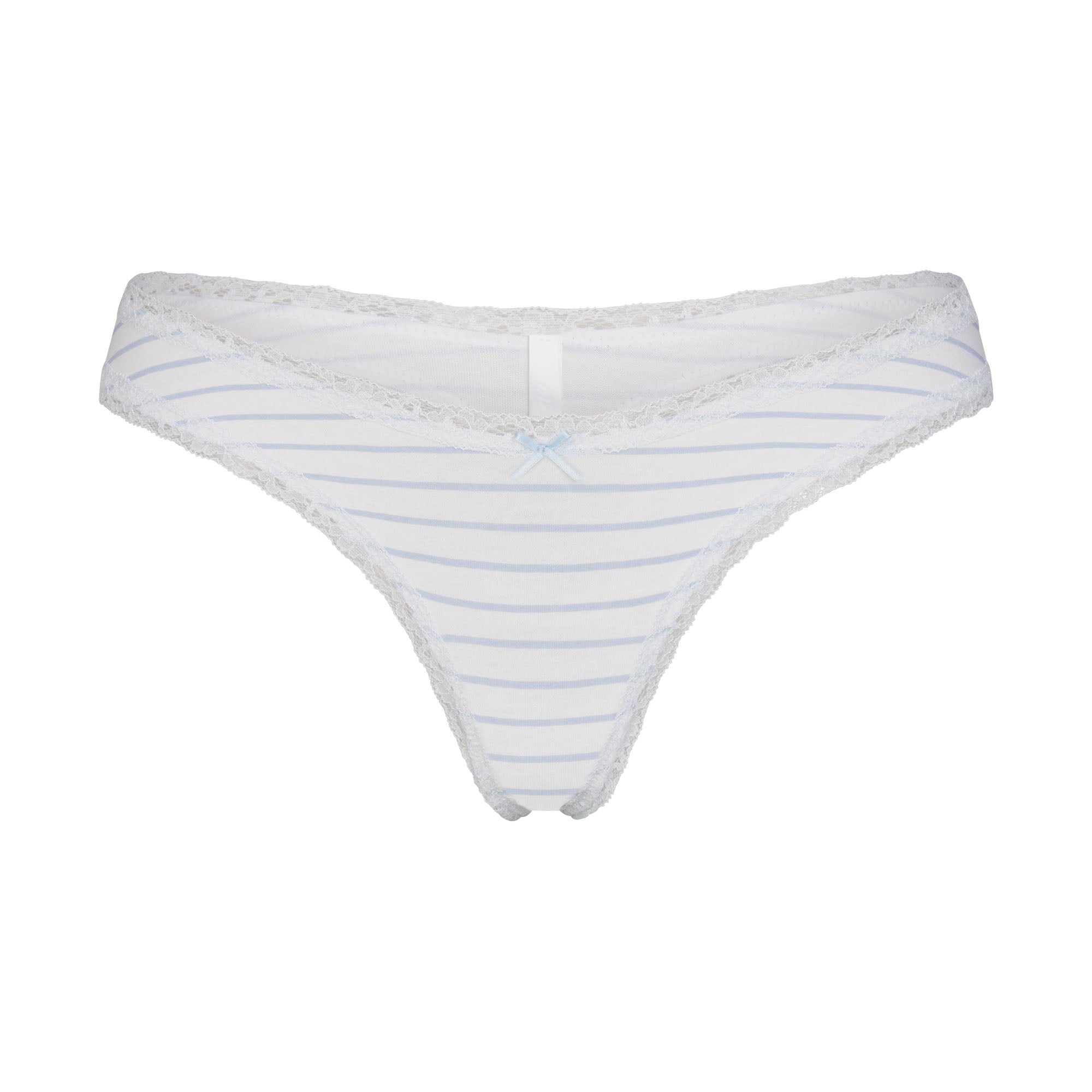 LIGHTWEIGHT COTTON LACE THONG | AIRSPACE LAGUNA STRIPE FLAT ON A WHITE BACKGROUND | FLT