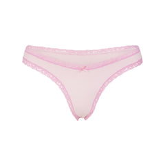 LIGHTWEIGHT COTTON LACE THONG | CHERRY BLOSSOM FLAT ON A WHITE BACKGROUND | FLT