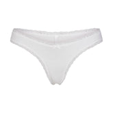 LIGHTWEIGHT COTTON LACE THONG | SNOW FLAT ON A WHITE BACKGROUND | FLT