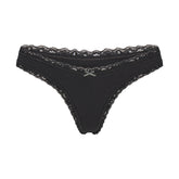 LIGHTWEIGHT COTTON LACE THONG | SOOT FLAT ON A WHITE BACKGROUND | FLT