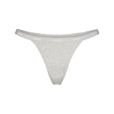LIGHTWEIGHT COTTON LOGO PICOT THONG | LIGHT HEATHER GREY FLAT ON A WHITE BACKGROUND | FLT