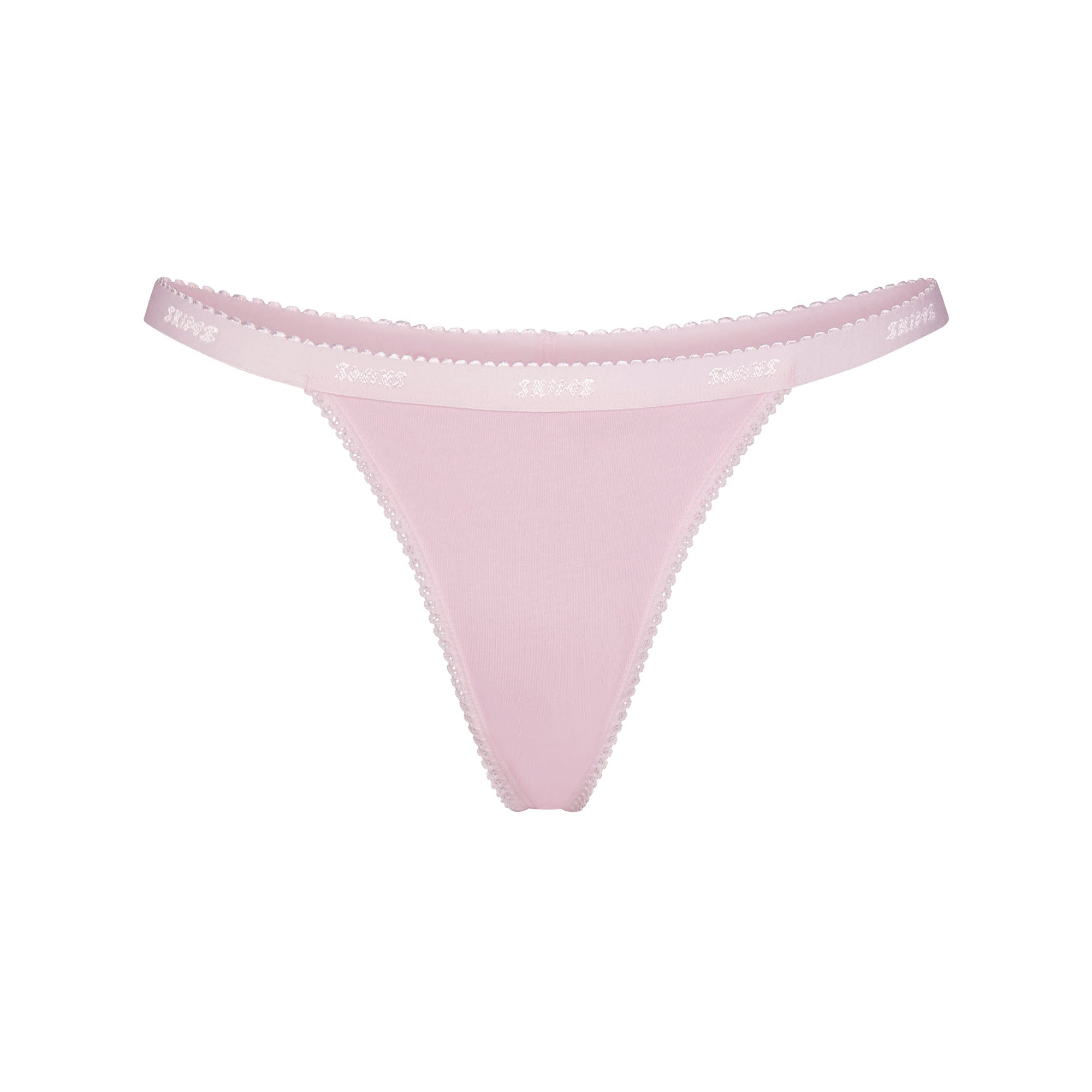 LIGHTWEIGHT COTTON LOGO PICOT THONG | PEONY FLAT ON A WHITE BACKGROUND | FLT