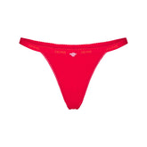 LIGHTWEIGHT COTTON LOGO PICOT THONG | RUBY TONAL FLAT ON A WHITE BACKGROUND | FLT