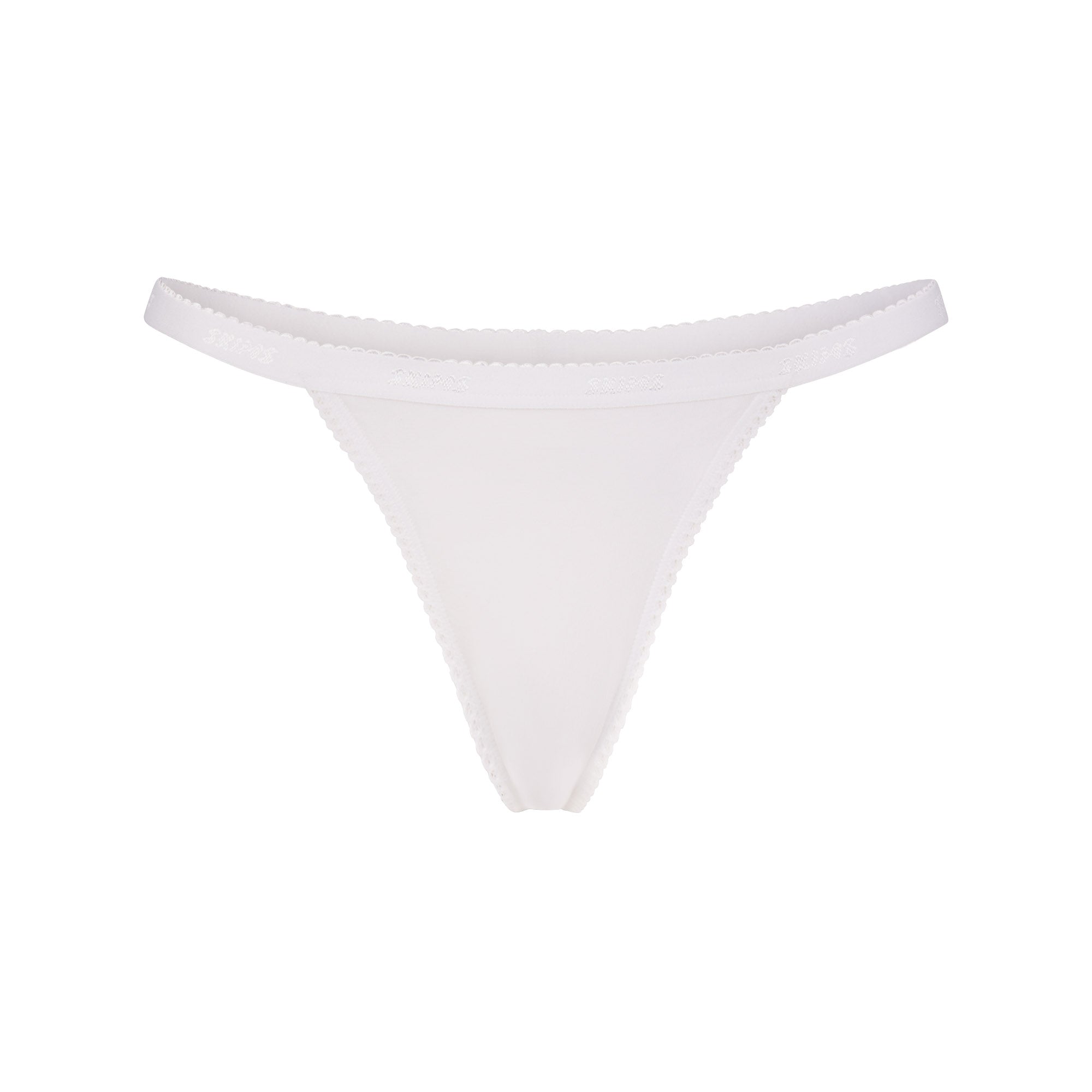 LIGHTWEIGHT COTTON LOGO PICOT THONG | SNOW FLAT ON A WHITE BACKGROUND | FLT