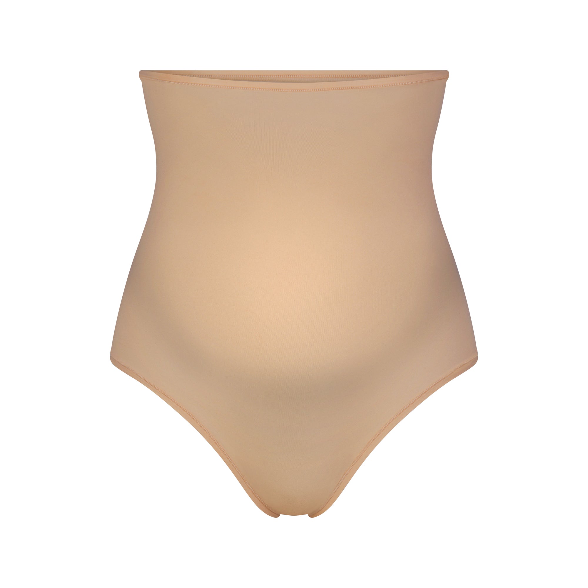 FITS EVERYBODY MATERNITY HIGH-WAISTED THONG | CLAY (MATERNITY PANTIES) LAYS FLAT ON A WHITE BACKGROUND | FLT