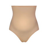 FITS EVERYBODY MATERNITY HIGH-WAISTED THONG | CLAY (MATERNITY PANTIES) LAYS FLAT ON A WHITE BACKGROUND | FLT