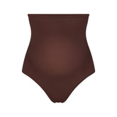 FITS EVERYBODY MATERNITY HIGH-WAISTED THONG | COCOA (MATERNITY PANTIES) LAYS FLAT ON A WHITE BACKGROUND |