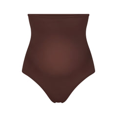 FITS EVERYBODY MATERNITY HIGH-WAISTED THONG | COCOA (MATERNITY PANTIES) LAYS FLAT ON A WHITE BACKGROUND |