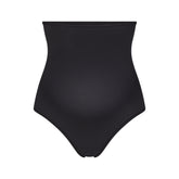 FITS EVERYBODY MATERNITY HIGH-WAISTED THONG | ONYX (MATERNITY PANTIES) LAYS FLAT ON A WHITE BACKGROUND | FOCUS: 0.0, 1.0, 0.9