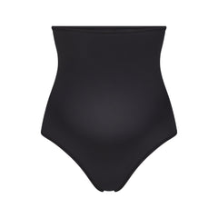 FITS EVERYBODY MATERNITY HIGH-WAISTED THONG | ONYX (MATERNITY PANTIES) LAYS FLAT ON A WHITE BACKGROUND | FOCUS: 0.0, 1.0, 0.9