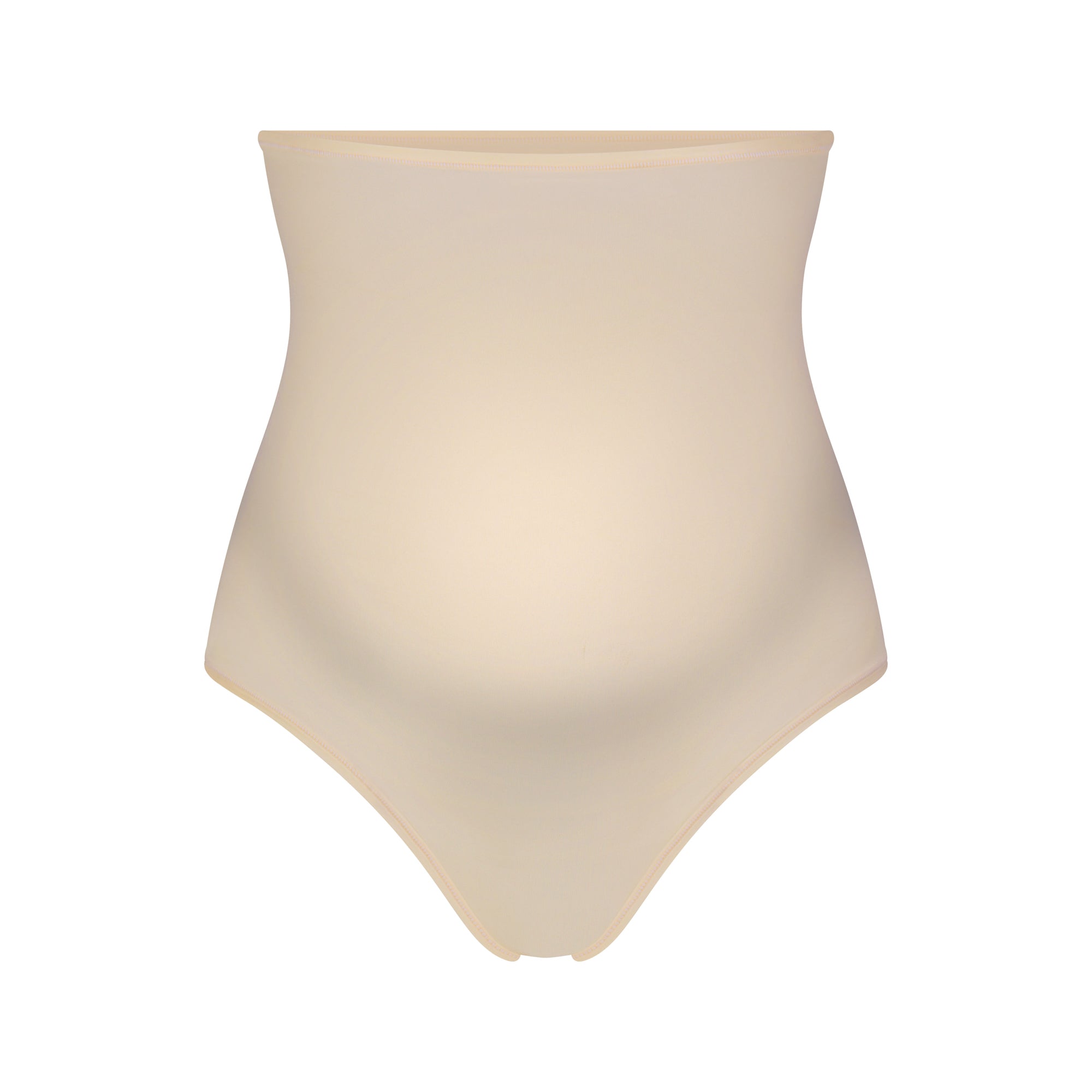 FITS EVERYBODY MATERNITY HIGH-WAISTED THONG | SAND (MATERNITY PANTIES) LAYS FLAT ON A WHITE BACKGROUND | FLT
