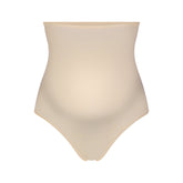 FITS EVERYBODY MATERNITY HIGH-WAISTED THONG | SAND (MATERNITY PANTIES) LAYS FLAT ON A WHITE BACKGROUND | FLT