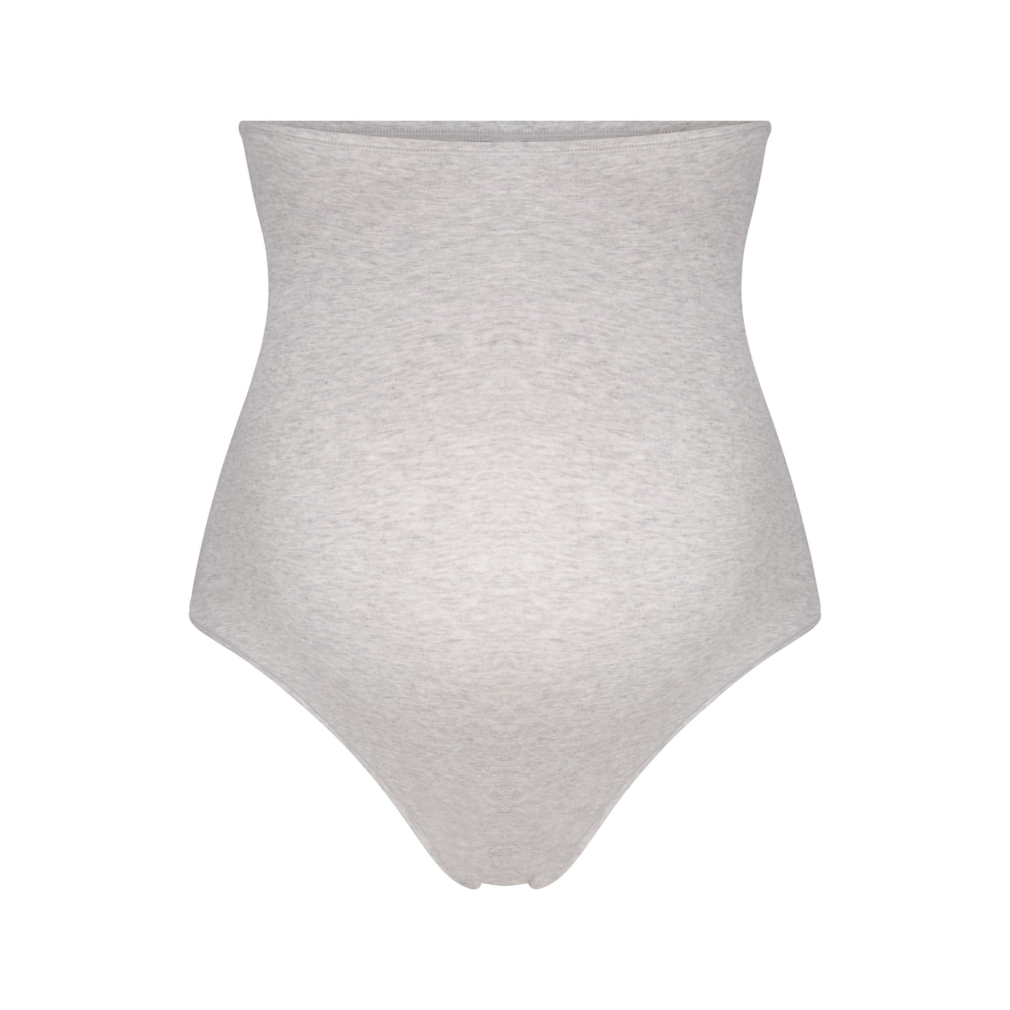 COTTON JERSEY MATERNITY HIGH-WAISTED THONG | LIGHT HEATHER GREY FLAT ON A WHITE BACKGROUND | FLT