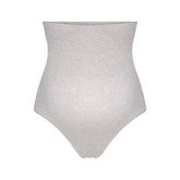 COTTON JERSEY MATERNITY HIGH-WAISTED THONG | LIGHT HEATHER GREY FLAT ON A WHITE BACKGROUND | FLT