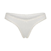 LIGHTWEIGHT COTTON POINTELLE LACE THONG | MARBLE TONAL FLAT ON A WHITE BACKGROUND | FLT