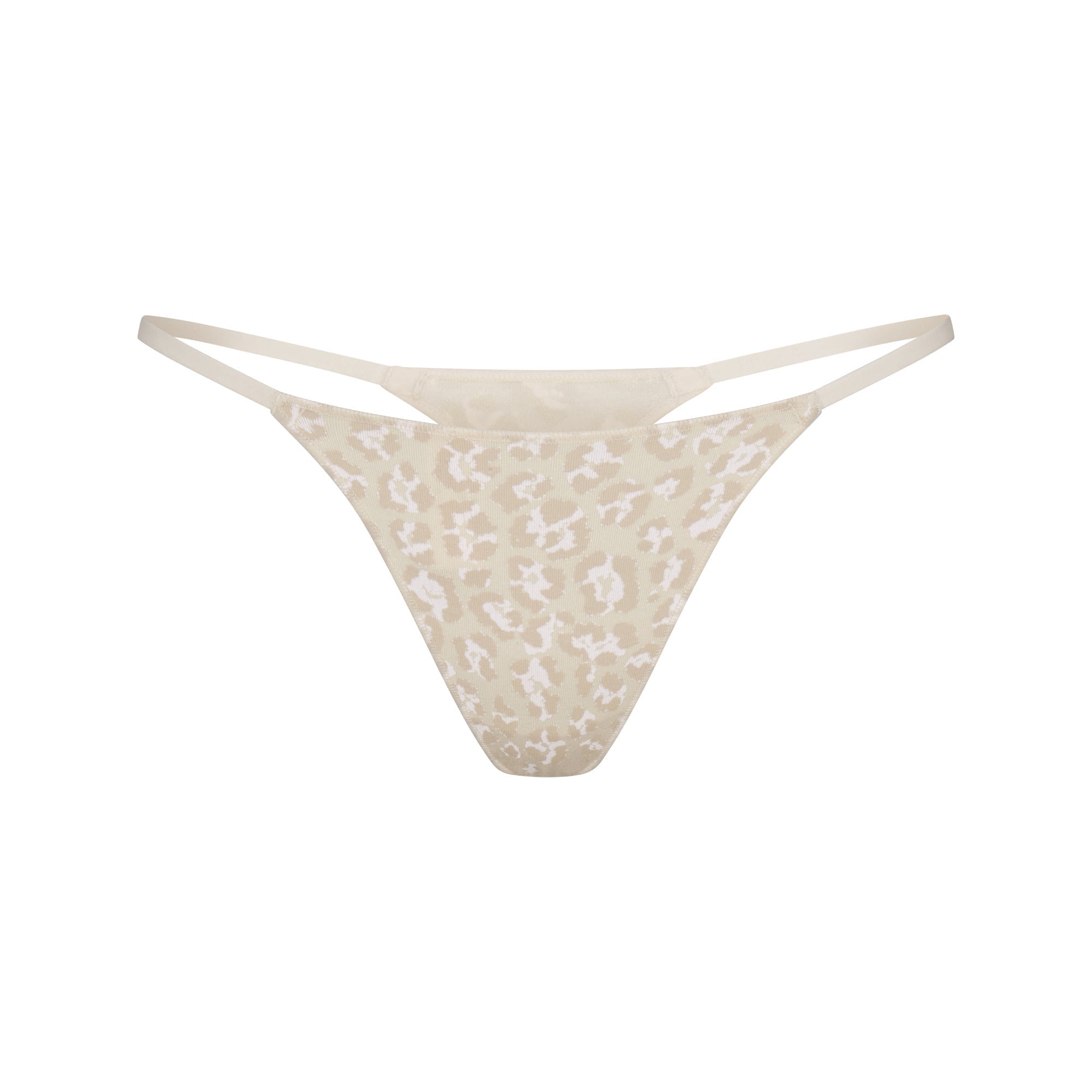 LIGHTWEIGHT COTTON STRING THONG | DELTA LEOPARD FLAT ON A WHITE BACKGROUND | FLT