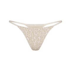 LIGHTWEIGHT COTTON STRING THONG | DELTA LEOPARD FLAT ON A WHITE BACKGROUND | FLT