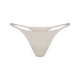 LIGHTWEIGHT COTTON STRING THONG | OATMEAL HEATHER FLAT ON A WHITE BACKGROUND | FLT