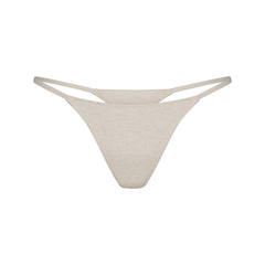 LIGHTWEIGHT COTTON STRING THONG | OATMEAL HEATHER FLAT ON A WHITE BACKGROUND | FLT